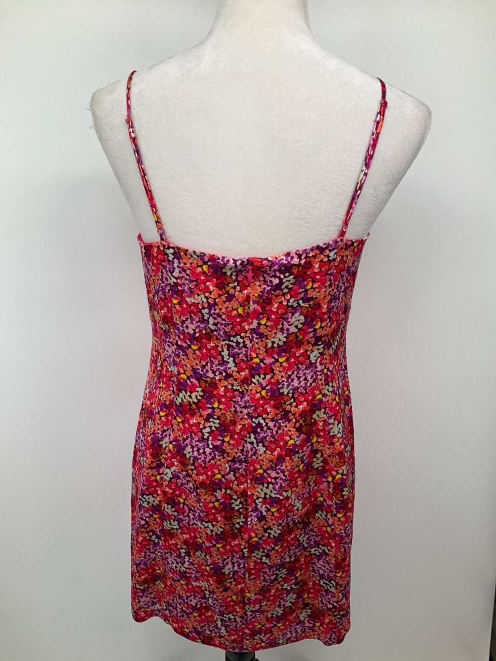 French Connection size 6 Pink Satin Mini Floral Print Slip Dress - Picture 8 of 14